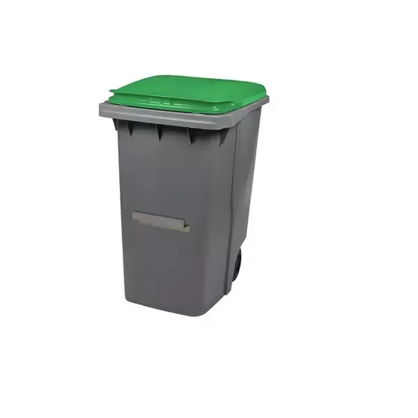 CONTENEUR POUBELLE 2 ROUES 340 Litres GRIS VERT AVEC BARRE