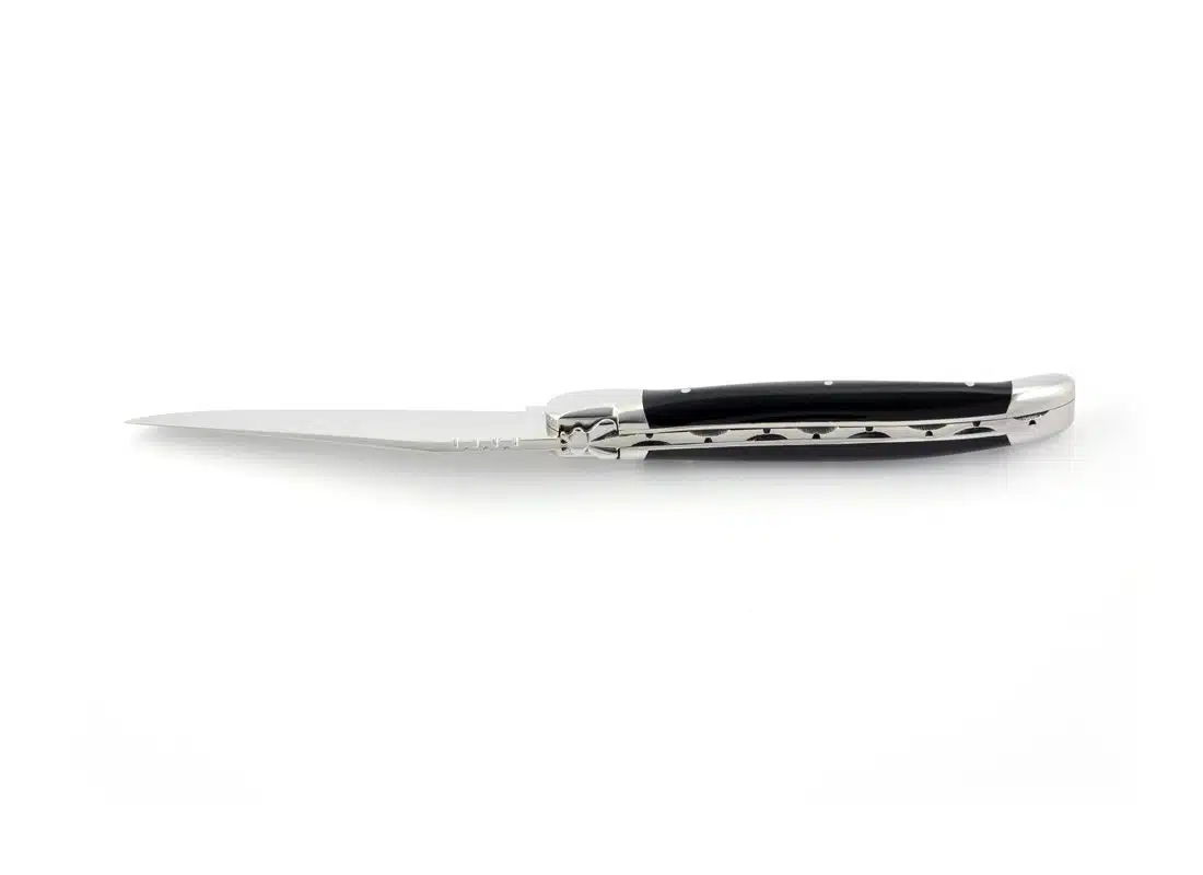 Couteau laguiole pliant, 12 cm, mitres inox, manche pointe de corne – Made in France – Image 2