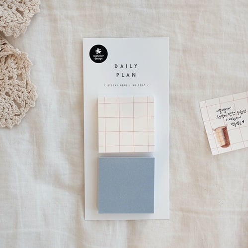 Duo de sticky notes carreaux + bleu