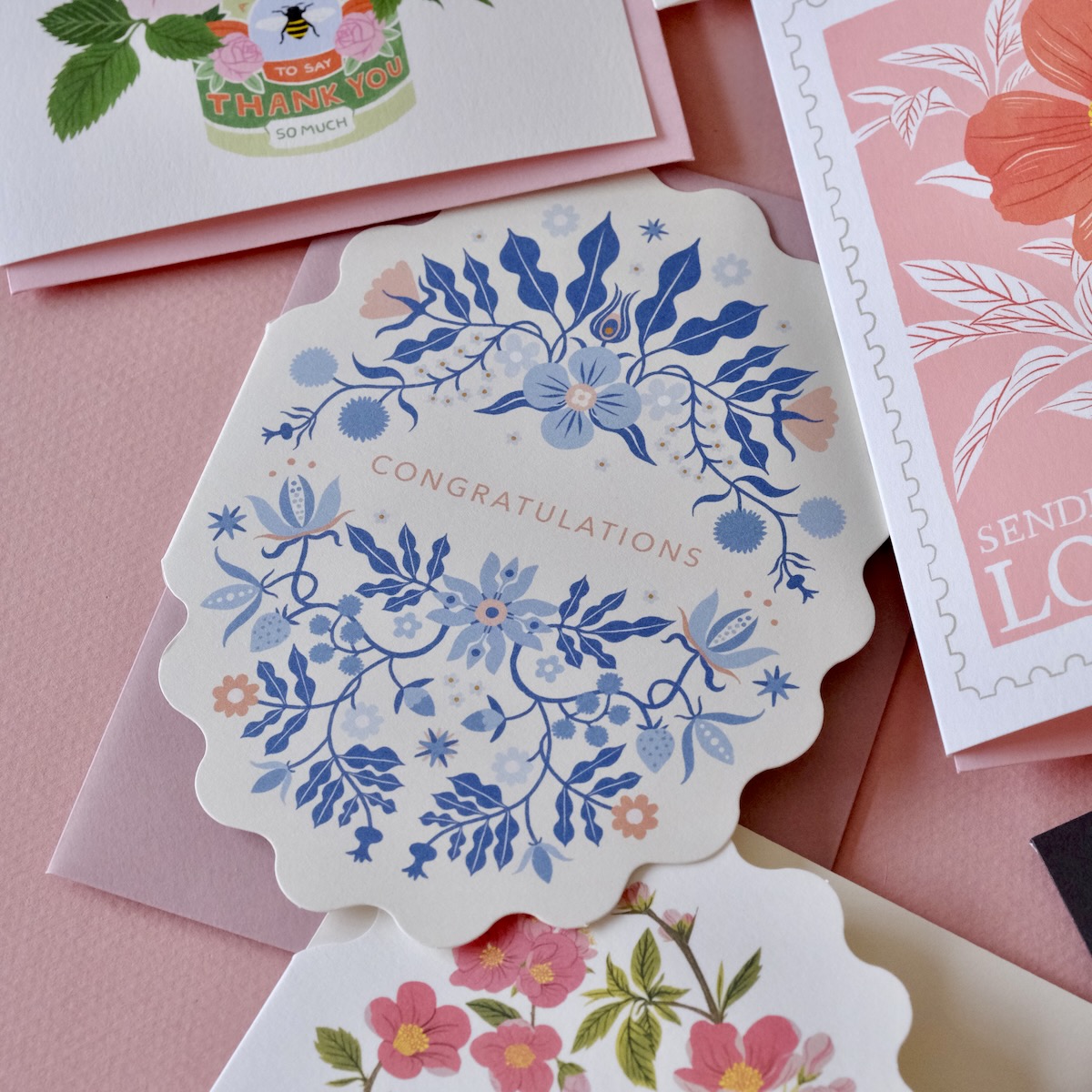 Carte Congratulations Fleurs Bleues – Image 4
